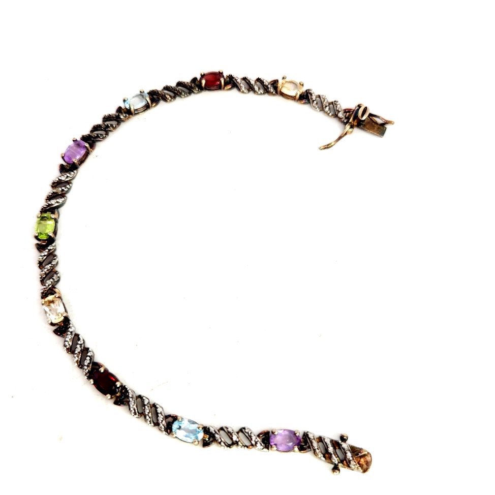 Ross Simons Vintage Gold Vermeil Sterling Silver 925 Multi Gem Bracelet 75 46$